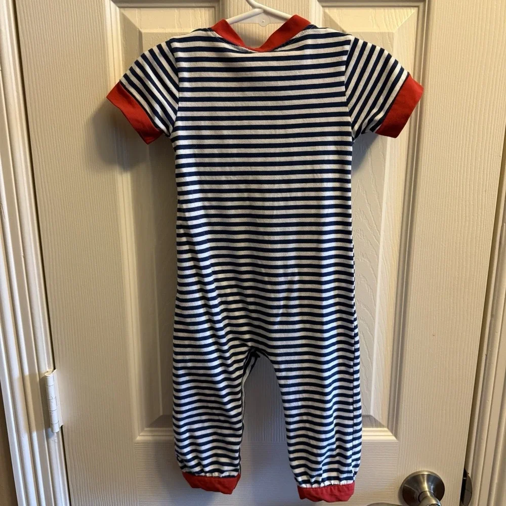 Southern Sass Smocks Smocked Coverall Longall Knit Cozy Coupe Boys Size 18 Month